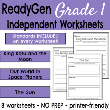Preview of ReadyGen Worksheets: King Kafu and the Moon, Our World in Space, & The Sun