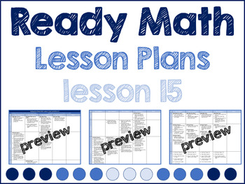 Preview of ReadyMath iReady Kindergarten Lesson 15 Lesson Plans (EDITABLE VERSION) *NO PREP