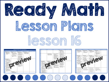 Preview of ReadyMath iReady Kindergarten Lesson 16 Lesson Plans (EDITABLE VERSION) *NO PREP