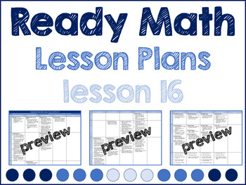 Preview of ReadyMath iReady Kindergarten Lesson 16 Lesson Plans (NOT EDITABLE) **NO PREP