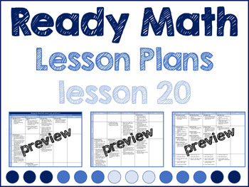 Preview of ReadyMath iReady Kindergarten Lesson 20 Lesson Plans (EDITABLE VERSION) *NO PREP