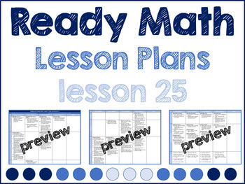 Preview of ReadyMath iReady Kindergarten Lesson 25 Lesson Plans (NOT EDITABLE) **NO PREP