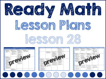 Preview of ReadyMath iReady Kindergarten Lesson 28 Lesson Plans (EDITABLE VERSION) *NO PREP