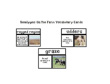 Preview of Readygen: On the Farm Vocabulary Cards