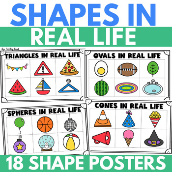 Preview of Real Life 2D and 3D Shape Posters for Preschool and Kindergarten Math