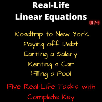 Preview of Summer fun! Real-Life Linear Equations Tasks, with key and Linear Programming