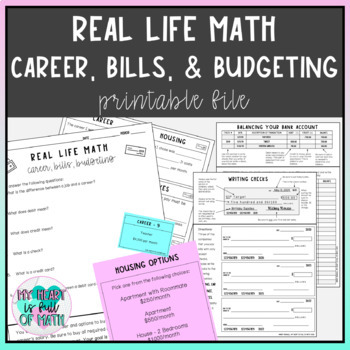 Preview of Real Life Math - Career, Bills, Budgeting - AVID