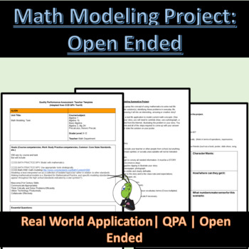 Preview of Real-Life Math Modeling | Open Ended Math Project | QPA Tool 8 Task | Google