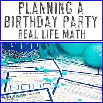 Preview of Real World Math Worksheets Project: Party Planning | PBL & Financial Literacy