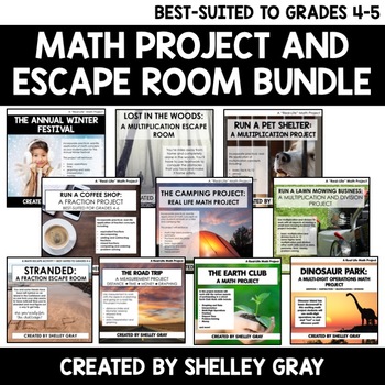Preview of Real Life Math Projects and Escape Rooms (4-5): Bundle of Ten