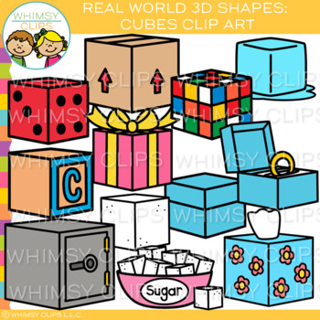 Preview of Real Life Objects 3D Cube Clip Art {Shape Clip Art}