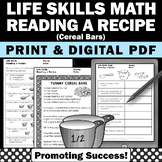 Recipe Reading Life Skills Special Education Activities Functional Math Cooking