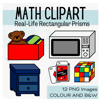 Real-Life Rectangular Prisms Clipart - 12 Colour and B&W PNG Images