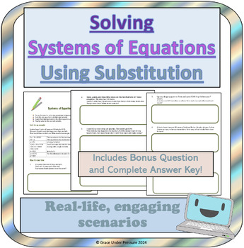 Preview of Real World Systems of Equations Substitution Word Problems: Isolate the Variable