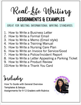 Preview of Real Life Writing Lessons, Templates, Assignments & Rubrics: Google Slides 