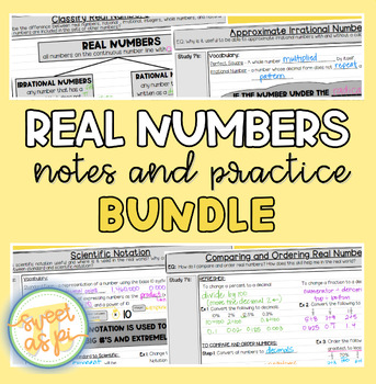 Preview of Real Numbers Guided Notes and Practice BUNDLE