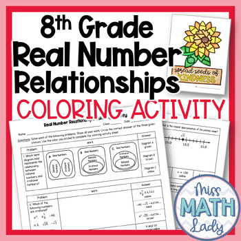 Preview of Real Number Relationships and Irrational Numbers Color by Code Activity