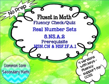 Preview of Real Number Sets Fluency Check Set 1:   No Prep Fluent in Math Series