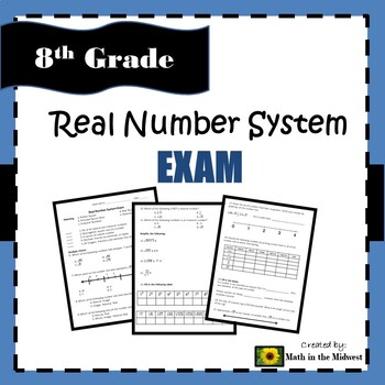 Preview of Real Number System Exam 8.NS.1, 8.NS.2, and 8.EE.2 {EDITABLE}