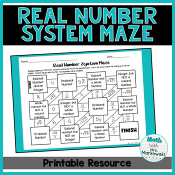 Preview of Real Number System Maze Activity
