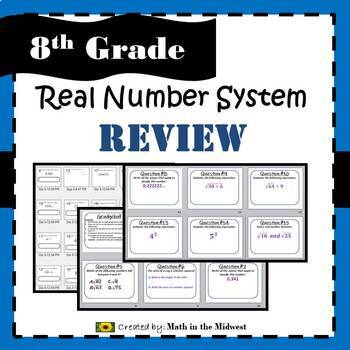 Preview of Real Number System Review Game - 8.NS.1, 8.NS.2, 8.EE.2