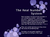 Real Number System Slide Show