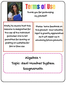 Preview of Real Number System Study Guide ScognaMath