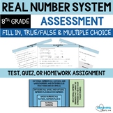 Real Number System Assessment (Test, Quiz, or Review)