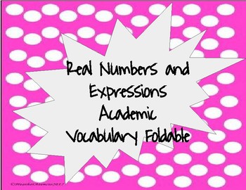 Preview of Real Number Vocabulary Foldable