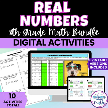 Preview of Real Numbers Activities BUNDLE Digital and Printable Worksheets Versions