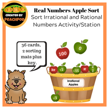 Preview of Real Numbers Apple Sort: Sort Irrational and Rational Numbers Activity/Station