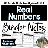 Real Numbers 8th Grade Math Binder Notes Bundle - Fully Editable