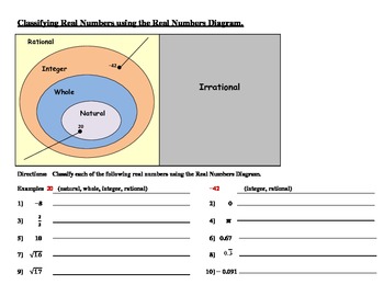 rational for printable free numbers worksheet Handouts, Real Classifying (Worksheets, Numbers Activity