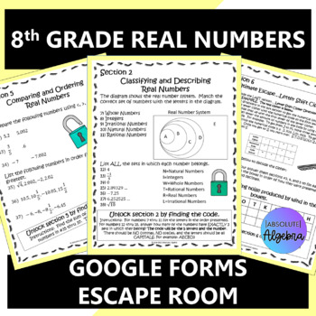 Preview of Real Numbers Digital Escape Room using Google Forms