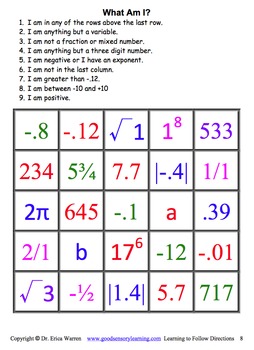Real Numbers Following Directions: Teaching Language Cues and Math ...