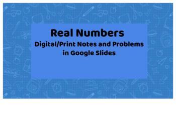 Preview of Real Numbers Google Slide Notes/Handouts