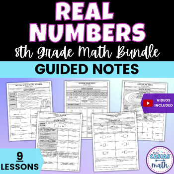 Preview of Real Numbers Guided Notes Lessons BUNDLE 8th Math Pre-Algebra