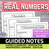 Real Numbers Guided Notes for Video Lessons