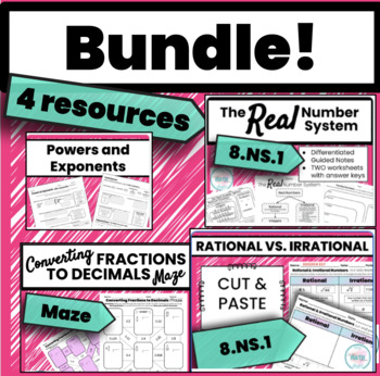 Preview of Real Number System Bundle - 4 resources - 8.NS.1, 8.EE.1, 7.NS.2