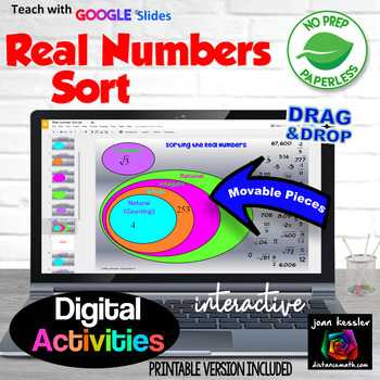 Preview of Real Numbers Sort Digital Activity plus PRINTABLE