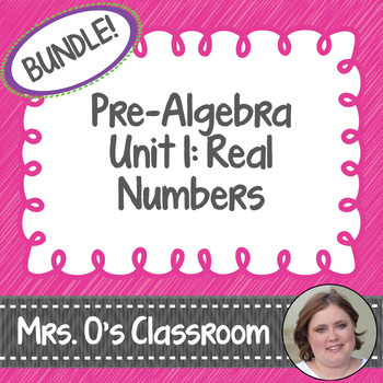 Preview of Real Numbers Unit: Notes, Homework, Quizzes, Study Guide, & Test