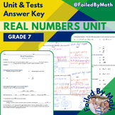 Real Numbers Unit (Test and Key Included)