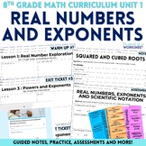 Real Numbers and Exponents Unit 8th Grade Math Curriculum
