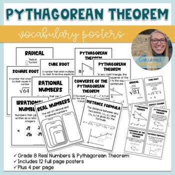 Preview of Real Numbers and Pythagorean Theorem Anchor Chart Posters