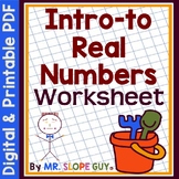 Real Numbers for PreAlgebra Worksheet