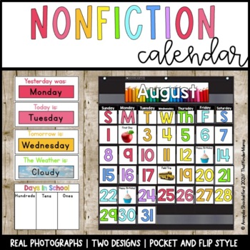 Preview of Real Photos Calendar | Kindergarten | Bright Rainbow