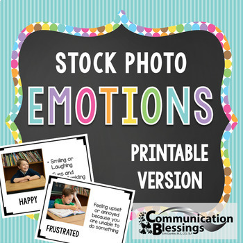 Preview of Real Photos Feelings and Emotions Printable Version