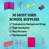 Real Photos of Back to School Supplies in Transparent Back