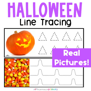 Preview of Halloween Line Tracing Cards with Real Pictures, Halloween Montessori SPED OT