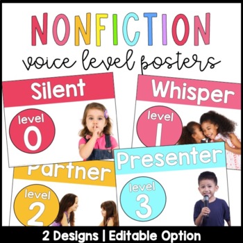 Preview of Real Picture Voice Level Chart | Nonfiction | Editable | Bright Rainbow